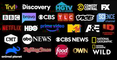 Netflix, Prime Video, HBO, CBS, ABC, BBC, Comedy Central, FX, TV Network