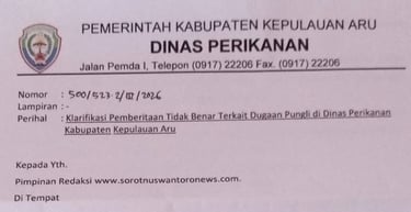 Berita Dugaan Pungli di Dinas Perikanan Kabupaten Kepulauan Aru