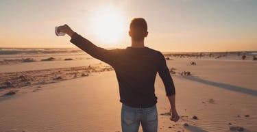 blue and white striped round textile