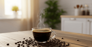 a cup of coffee with a steaming up steam