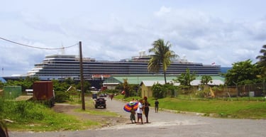 chegada ao porto de Rabaul navio Cunard 
