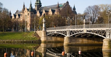 foto vista do palacio e ponte em Djurgarden