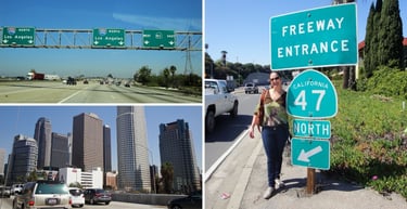 Foto da autora no transito em Los Angeles.