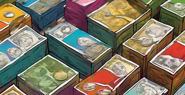 a bunch of money bills and coins in a pile