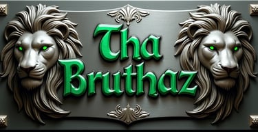 Tha Bruthaz at Disciples of Yahawashi banner showing two lions. 