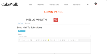 Cake Walk - Online Cake Shop System - Admin Panel Page