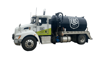 Photo of E&S Septic's septic tank pumping truck.