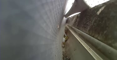 Hard to reach concealed conservatory gutter as seen via an inspection camera