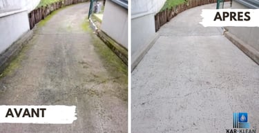 avant/après nettoyage descente de parking