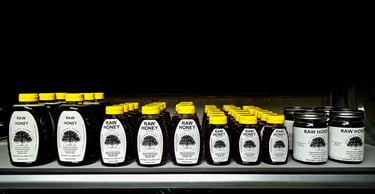 Bottles of fresh raw all natural honey