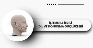 İşitme ile ilişkili dil ve konuşma güçlüklerini simgeleyen işitme cihazı kutusu.