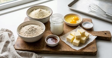 Low-calorie gluten-free croissant ingredients using almond flour and light butter.