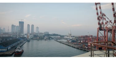 Vista do Porto de Colombo, Sri Lanka.