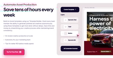 A car advert and a text saying Automate Assst Production Save tens of hours every week
