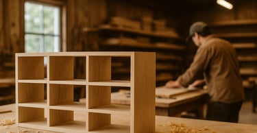 Shelfi, Artisan menuisier fabriquant une bibliothèque sur mesure dans son atelier du 92