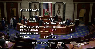 Stimulus package, 1.9 trillion dollars, house passes bill, project give a shit, project gas