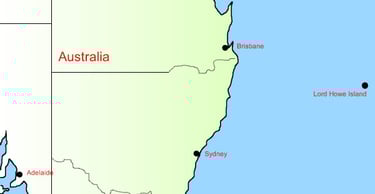 Lord Howe Island in relation to Australia