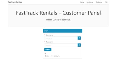 Car Rental Management System - Customer Login Page
