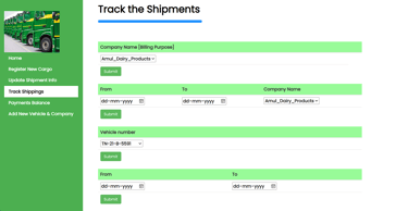 Lorry Service Management System - Shipments Tracking Page