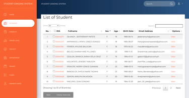 Student Grade Management System - All Students List
