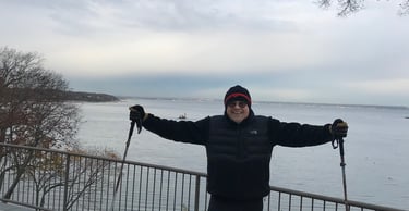 A person standing with poles