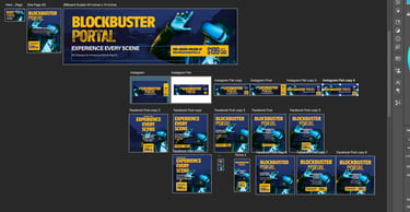 photoshop ui screen of various campaign layout ideas