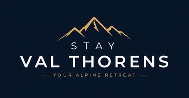 Stay Val Thorens alpine stay logo in navy and gold
