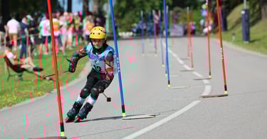 a person on a skateboard in a race