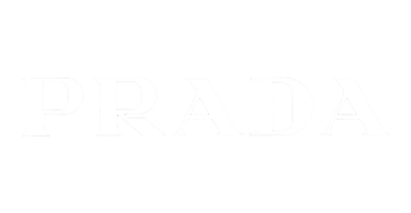 Official white Prada luxury fashion brand logo text on a solid black background.