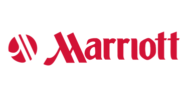 Official red Marriott International hotel brand logo with icon on a black background.