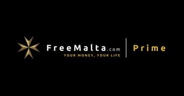Free Malta Prime logo with a golden Maltese cross and the slogan Your Money, Your Life on a black background.