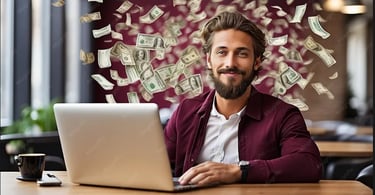 Afiliado iniciante construindo renda online com marketing de afiliados