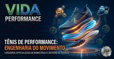Tênis de performance com placa de carbono e engenharia de movimento. Vida Performance.