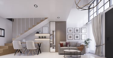 Interior kamar mezzanine Maharupa Village untuk ruang kerja atau hobi