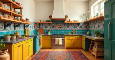 colorful bohemian kitchen design