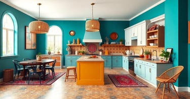 large bohemian style kitchen