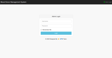 Blood Donor Management System - Admin Login Page