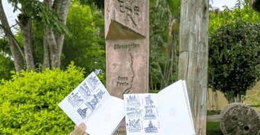 Passaporte da Estrada Real com carimbos de Tiradentes, São João del-Rei, Prados e Ouro Preto MG