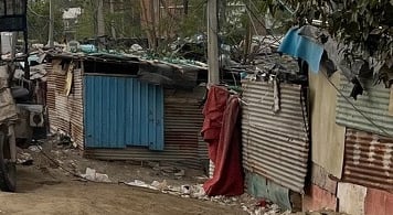 Slum dwellings in Delhi.