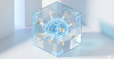 a cube shaped object with a blue light shining on it