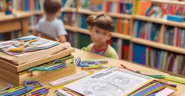 A delivery person handing over a box of school supplies at a school entrance.