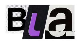 BLA uitgeknipte letters met paarse L