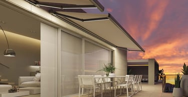 Gorigo creatividad publicitaria  a patio with a table and chairs and a table