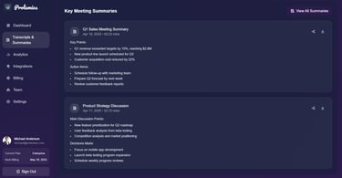 Transcript & Summaries Prolumios Page