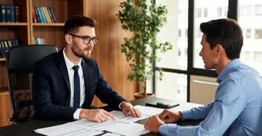 un abogado y un cliente con servicios jurídicos