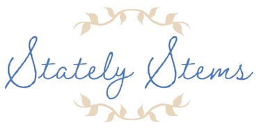 Stately Stems repeating pattern collection logo with reference to historical styles
