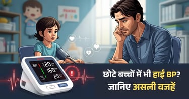 बच्चों में हाई BP की बढ़ती समस्या को दिखाती स्वास्थ्य रिपोर्ट की झलक।