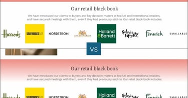 Comparison of solid bar divider vs gradient background as separation of sections n homepage