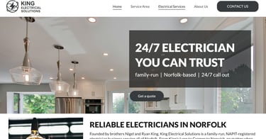 Screenshot of King Electrical Solutions navigation bar
