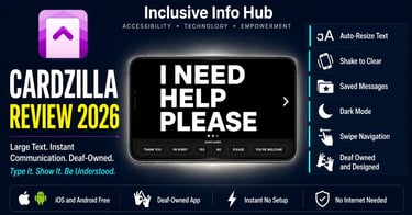 Cardzilla Review 2026 image showing large auto-resizing text on smartphone in landscape mode with stacked banner strips